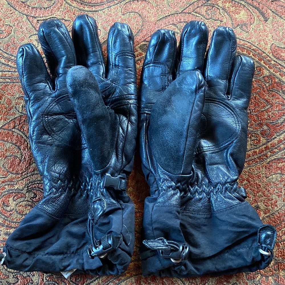 Smartwool leather wool winter ski bike hike gloves RARE black warm adult M - Picture 3 of 12